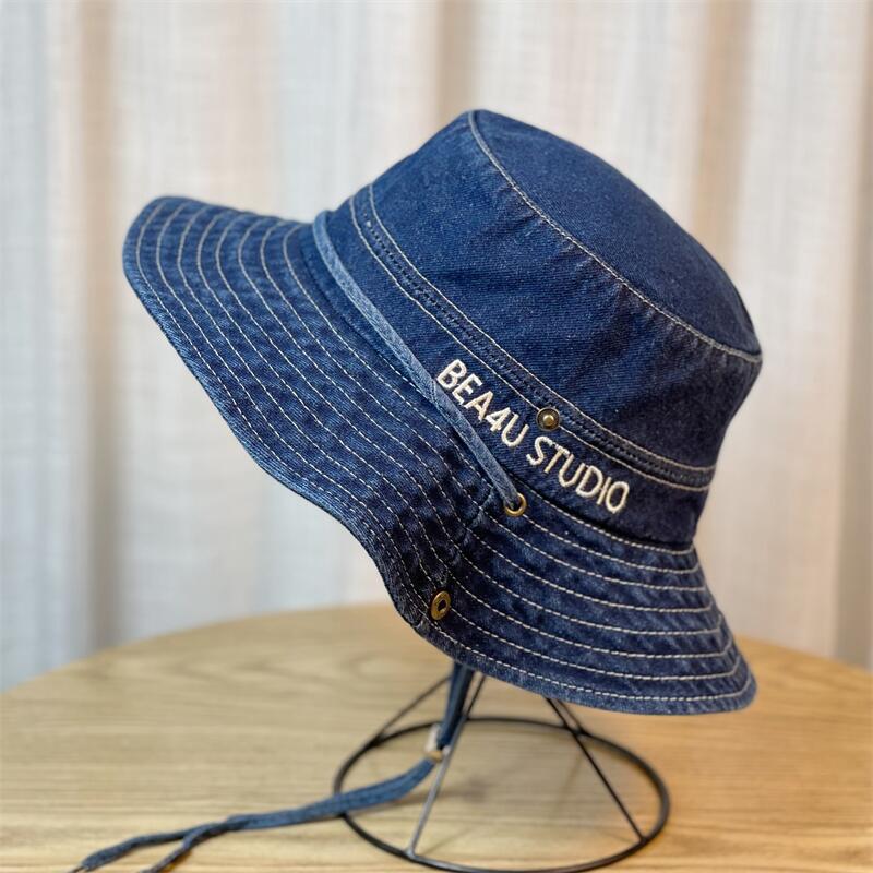 

Вышивка Западная Летняя Ковбойская Шляпа Рыбака Кемпинг Козырек С Подвернутыми Краями темно-синий