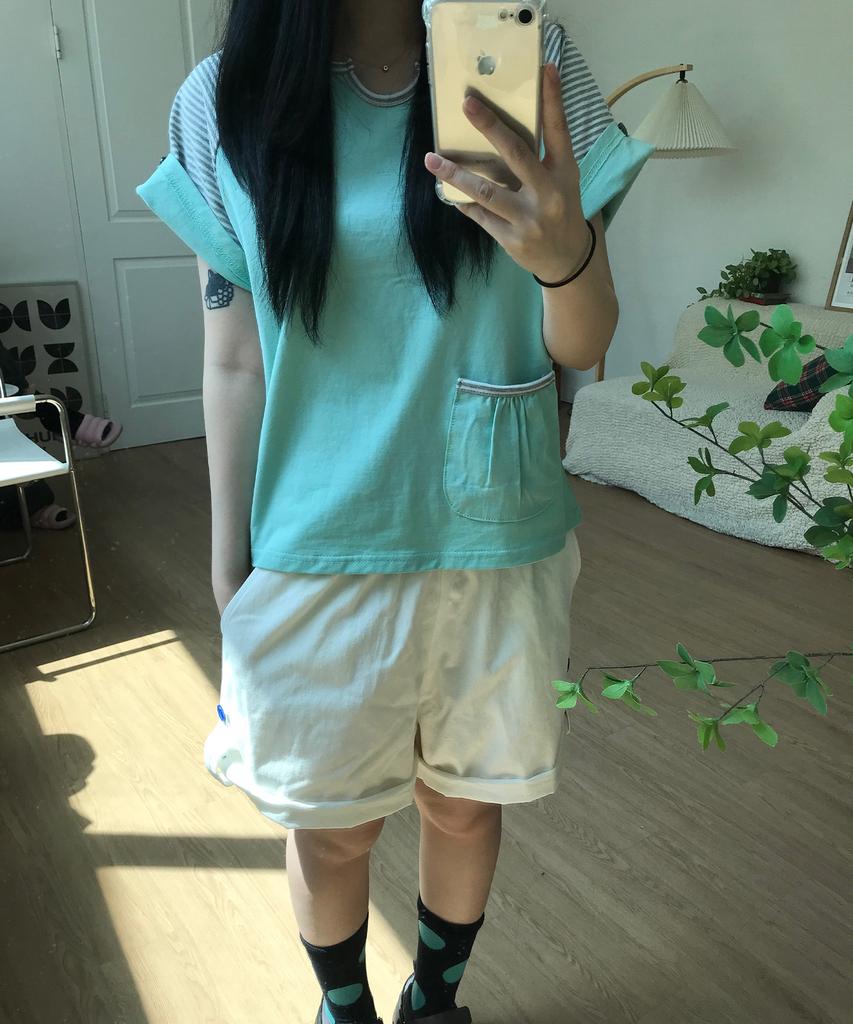 Onseuka Button Double Sleeve T (Mint Choco)