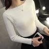 Sweater Women Long Sleeve Slim Black Pullover Knitwear Casual Slash Neck Solid Color Jumper Korean Fashion Autumn Winter