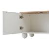 Meuble TV 180 X 40 X 45 Cm - 4 Portes - 6 Pieds Métal - MDF - Blanc + Naturel