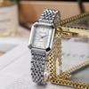 Trendige Damen-Vierkant-Armbanduhr mit goldenem Stahlband