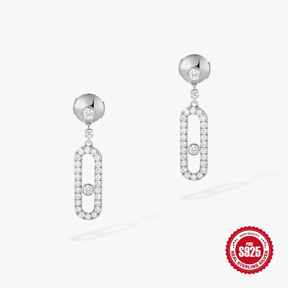 

925 Sterling Silver Messi Ka Diamond Stud Earrings, 3.9g, Women s High-End Valentine s Day Jewelry рожевий колір золота