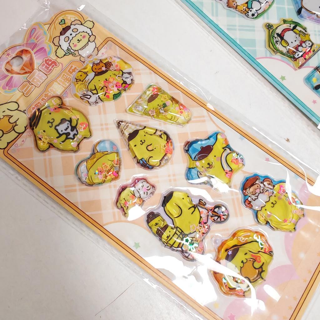 6Style Anime Kawaii Sanrio HelloKitty Kuromi 3D Shake Stickers Cute DIY Album Diary Handbook Decor School Student Stationery Toy