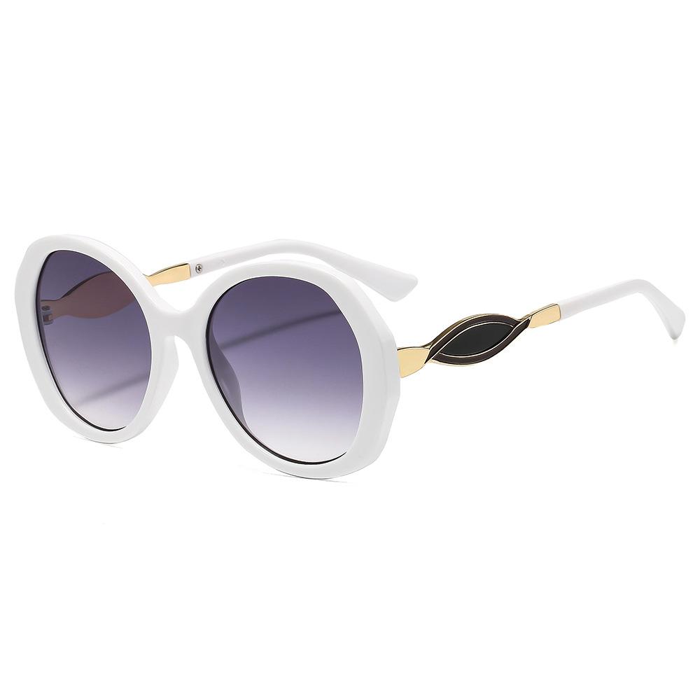 New European and American women's round frame sunglasses, personalized versatile sunglasses, vacation concave sunglasses