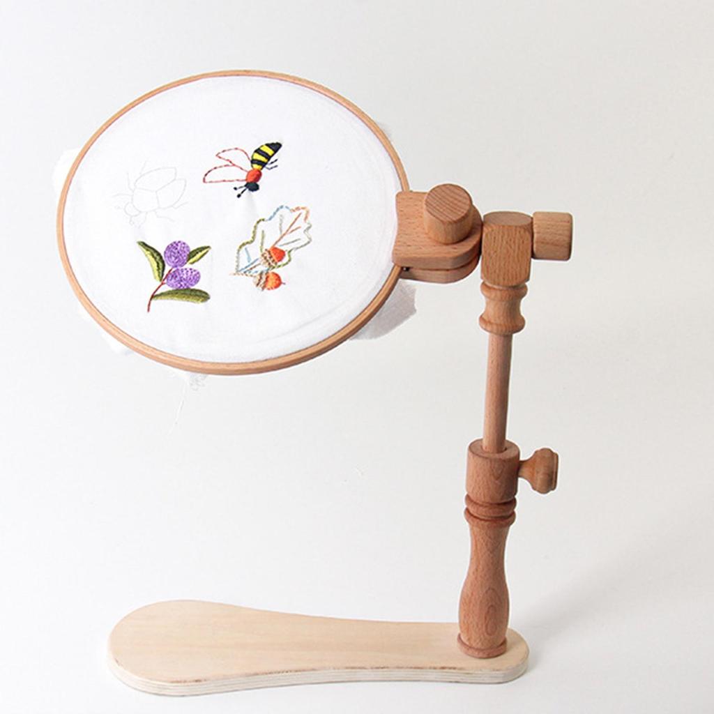 Wooden Cross Stitch Stand Accessories Cross Stitch Frame Solid Natural Beech Ring Desktop Embroidery Frame Rack for Cross Stitch