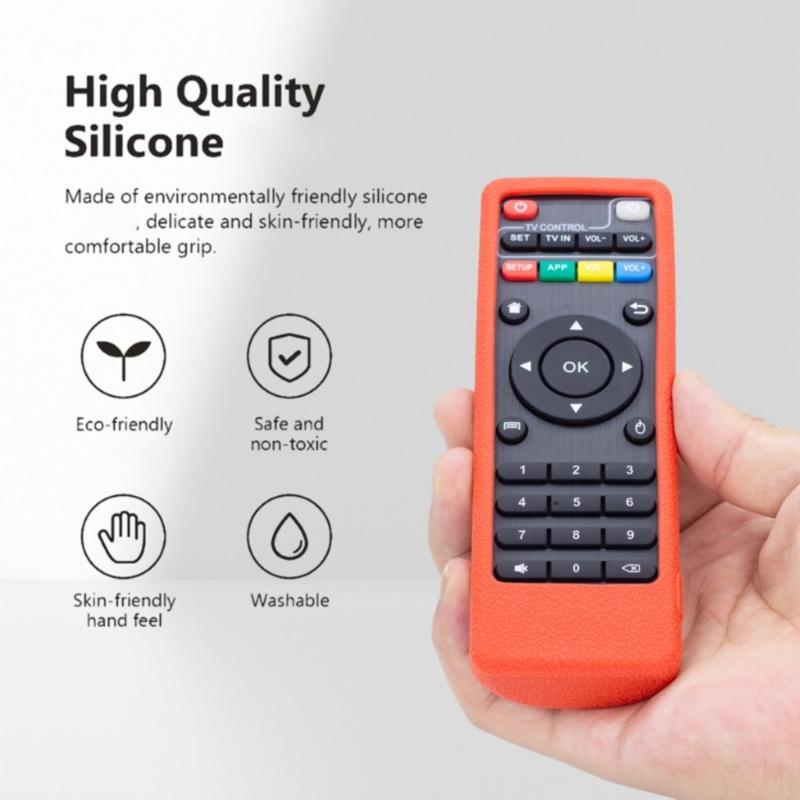 Silicone Cover for DOMYBOX DB52C7 Remote, Textured Grip Sleeve with Wrist Lanyard and Button Window for Home Use
