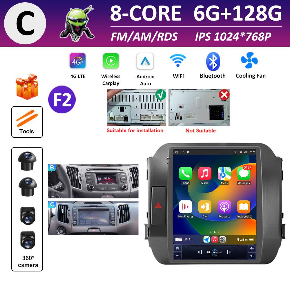 Car Multimedia Video Audio Player for KIA Sportage 3 SL 2010 2011 2012 2013 - 2016 Wireless Carplay WIFI DSP Stereo Bluetooth 4G