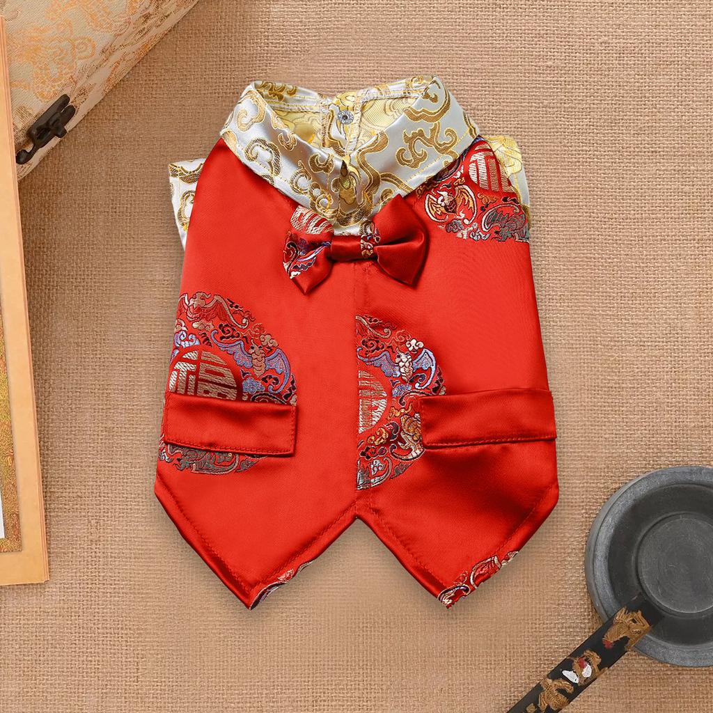 Dog Tang Clothing Spring and Summer Thin Pet Clothing Teddy Bi Xiong New Year's Wedding Dress Cat Chinese Cheongsam Hanfu