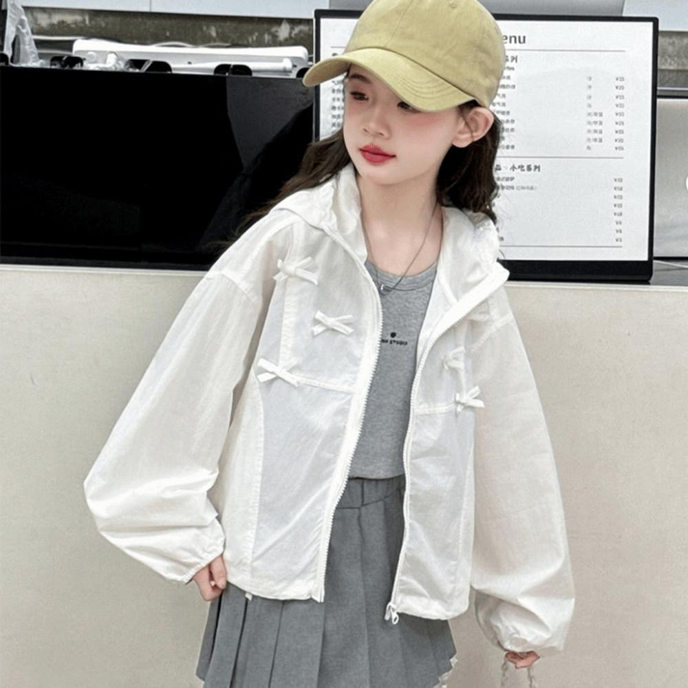Breathable Girls Sun Jacket Sheer Look Hooded Jacket Children Outerwear  Summer Outings
