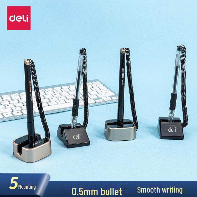 

Deli 0.5mm Anti-Lost Black Signature Pen for Counter and Front Desk Use серый