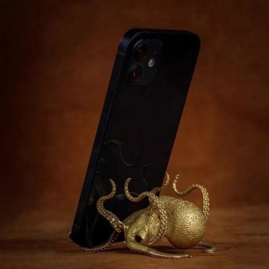 Oktopus Handyhalter Retro Metall Oktopus Handy Ständer Multifunktionaler Schreibtisch Stifthalter Sammlerstück Tier Skulptur für Schreibtisch Dekoration