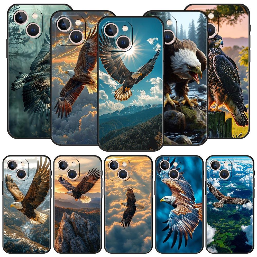 Eagle Phone Case For iPhone 17 16 15 Pro Max 11 12 13 14 7 8 Plus SE 2020 X XR XS Cover Soft Black