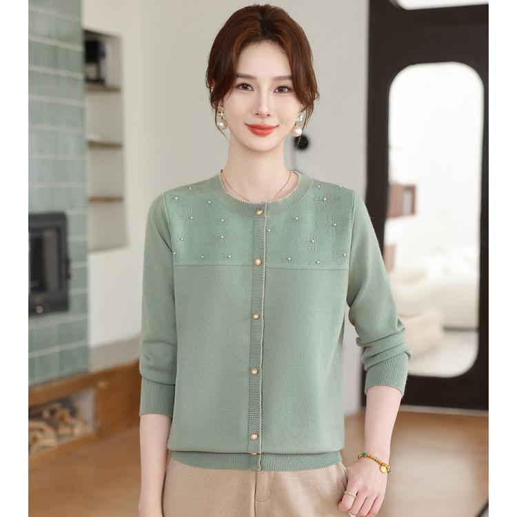 Western-style Women's Pullover Sweater Mother-in-law Clothes Thickened Mother Sweater Middle-aged Ladies Knitted Coat In Autumn and Winter.