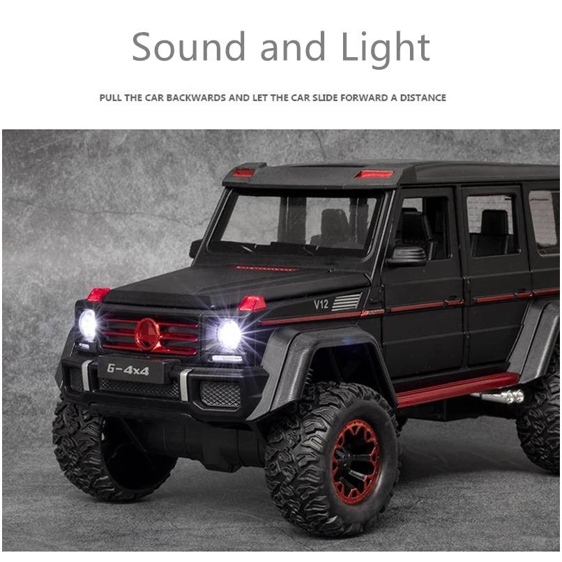 1/24 BENZ G500 4x4 Tyre Alloy Car Model Diecasts Metal Toy Off-road Vehicles Car Model High Simulation Sound and Light Kids Gifts