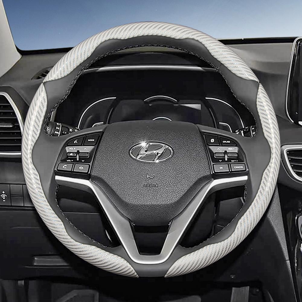 Suitable for Hyundai Carbon Fiber Texture Steering Wheel Cover with Segmented Quick-Release Design, Durable, for Tucson Elantra Avante I30 Sedan