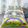 Cartoon Koala Cute Animal Leaves Flowers Comfortable Duvet Quilt Cover Pillowcase Bedding Set Bedroom Decoration Home Textile