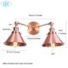 Vintage Style Wall Light Red Bronze 2-lights Industrial Bronze Wall Sconce E27 Metal Shade Vanity Lamp Bathroom Mirror Lighting