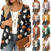Cardigan léger ample à manches trois-quarts avec imprimé Joyeux Halloween pour femmes, pour les occasions festives