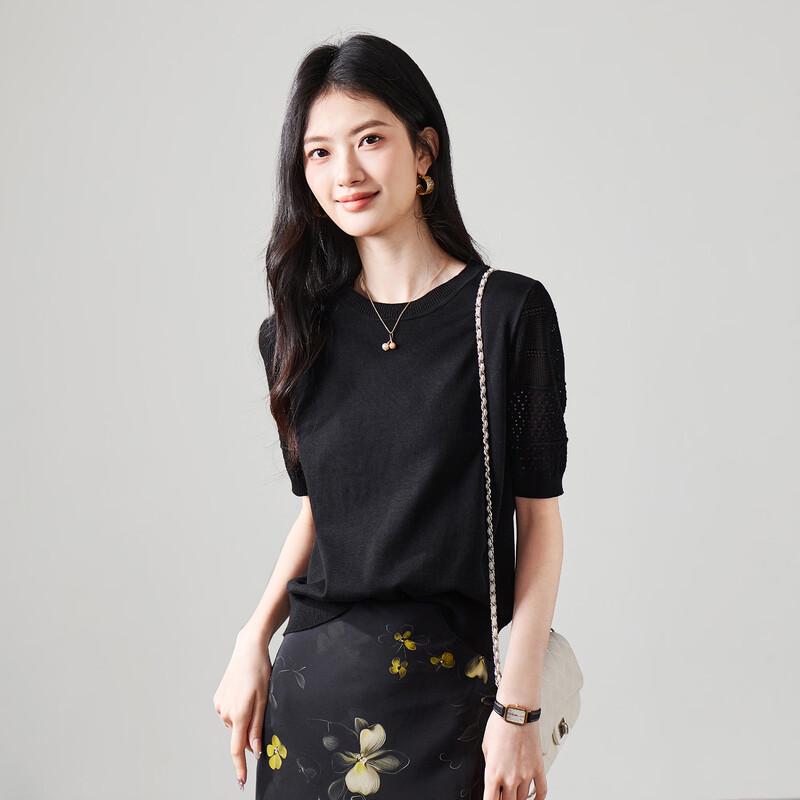 SOFSIL 2026 Spring Short Sleeve Knitted Top for Women L