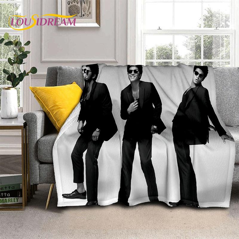Bruno Mars 3D Singer Star Soft Flannel Blankets,Throw Blanket Comfortable Blanket for Picnic Beds Home Bedroom Cover Kids Gift
