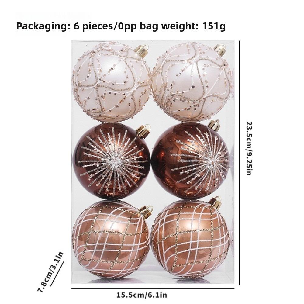 6pcs New Plastics Christmas Ball Pendant Paintings 8cm Xmas Tree Ornament Xmas Tree Charm Party Decoration