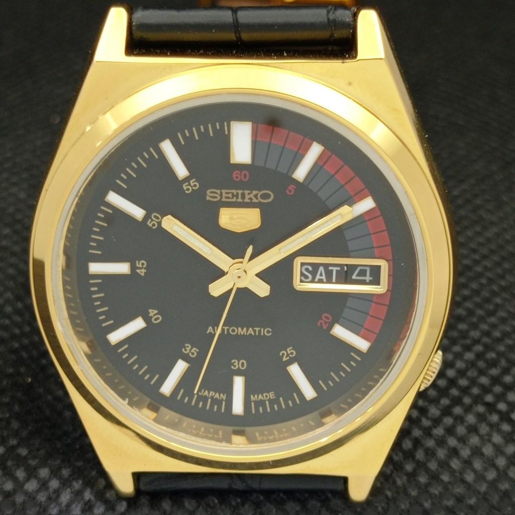 REFURBISHED VINTAGE SEIKO 5 AUTO 6309A JAPAN MENS DAY/DATE BLACK WATCH A309511-9 Seiko-a309511-1