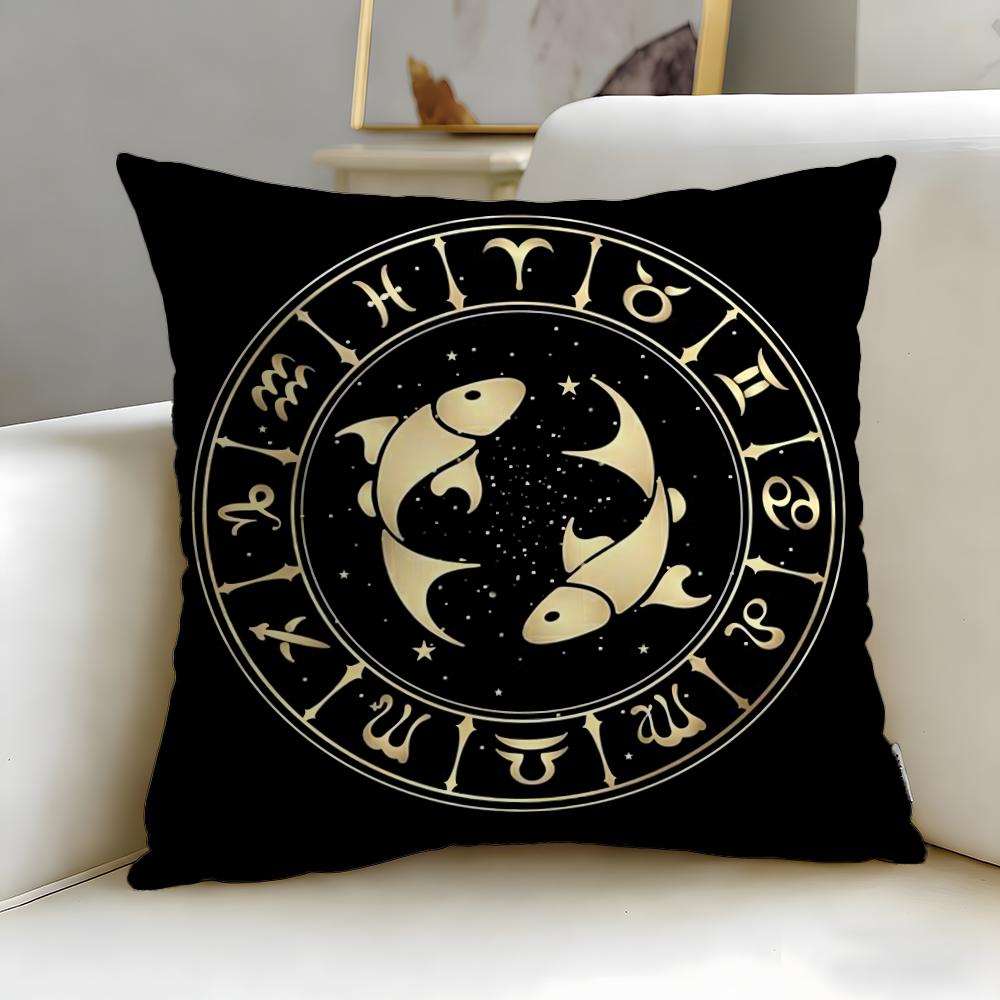 classic theme Twelve Constellation Cushion Cover Soft & Easy-Wash Pillow Case – Versatile for Couch, Bed, Travel and Office