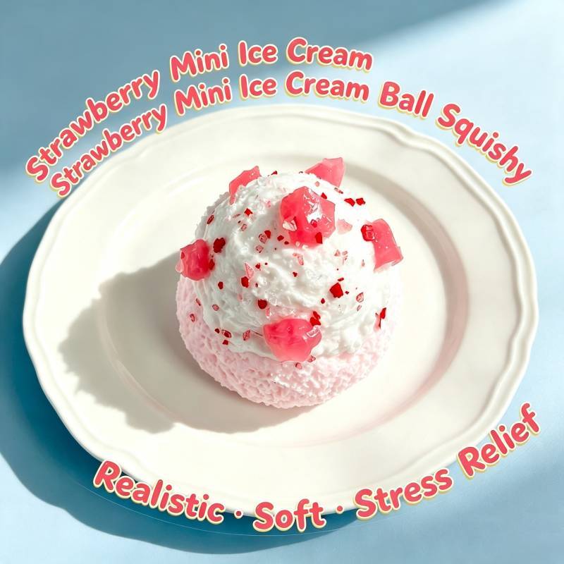 Strawberry Ice Cream Ball Squishy Toy For Stress Relief And Finger Grip Exercise