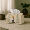 1pc Yoga Meditation Tissue Box Cover - Spiritual for Lotus Calm Design, Waterproof, Multi-Purpose for Home & Car Decor, Desktop, Creative, Napkin Box