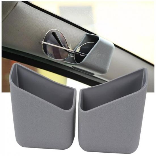 2pcs Gray Car Phone Key Organizer Storage Bag Box Holder Interior Accessories