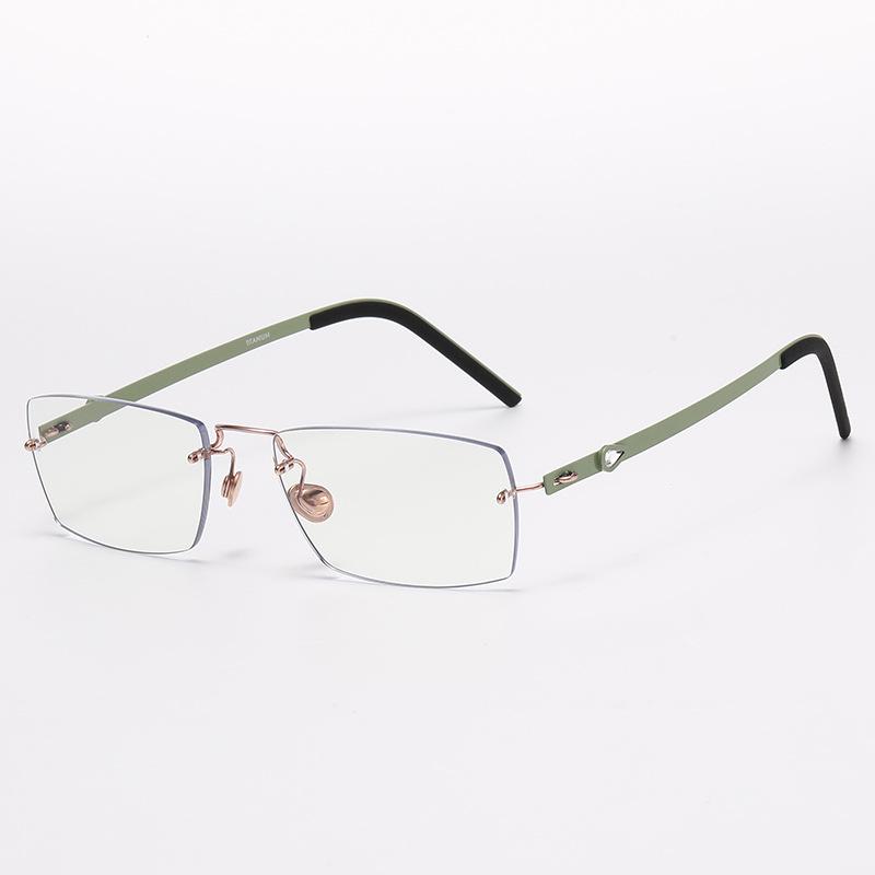 Rimless Titanium Alloy Glasses: High-End Retro Style for Men & Women