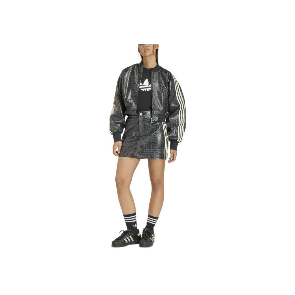 adidas Originals SST FW25 Comfortable Striped Stand Collar Short Sleeve Jacket Women Jacket KE5035