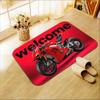 VIKAMA Willkommen Rotes Sportrad Fußmatte Super Rennmotorrad Buchstabendruck Rutschfeste Saugfähige Bodenmatte Biker Man Cave Garage