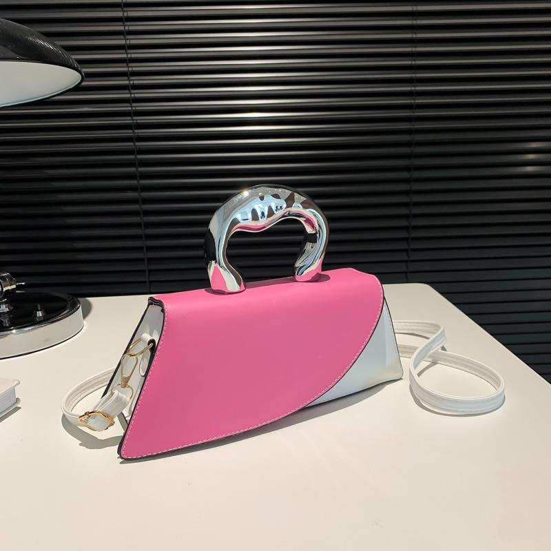 Spring Casual Simple Messenger Personality Fashion Texture Color Matching New Contrasting Color Portable Small Square Bag Women