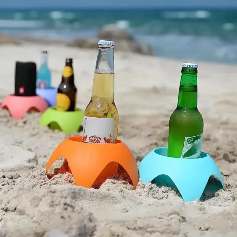 Sands-Free Beach Cup Holder - Foldable & Stackable Portable Drink Stand for Camping/Travel/Outdoor, Capacity & Multi-Functional