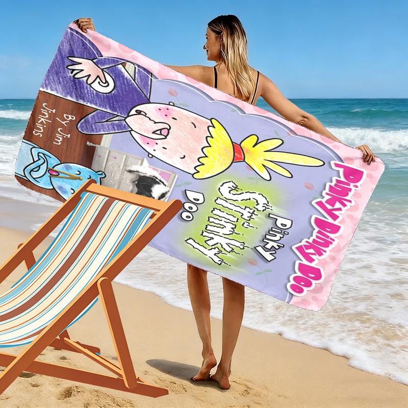 Pinky Dinky Doo Print Beach Towel, Large Soft Quick Dry Towel for Beach Camping Swimming