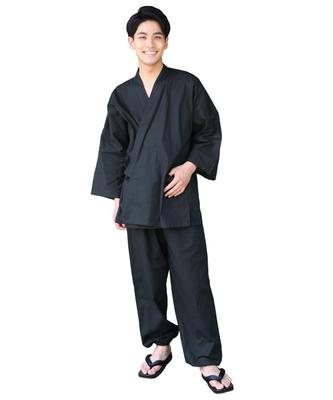 Samue Ganzjahres Entspannendes Japanisches Herren-Arbeitskleidungs-Set, 100% Baumwolle, Loungewear, Größe LL Farbe Schwarz