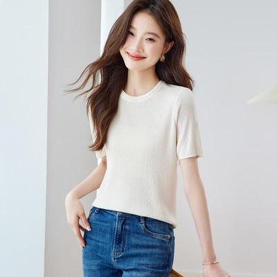 Srcr Textured Mulberry Silk Blend Knit Short-Sleeve T-Shirt