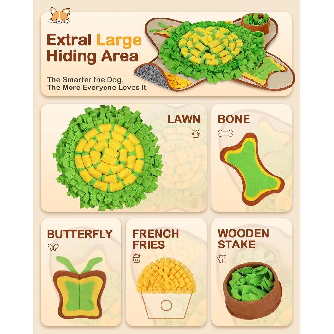 HOPET Snuffle Mat for Dogs Large Breed, 28.3''x28.3'' Interactive Puzzle Dog Food Mat, Easy to Clean, Durable, Mental Stimulation & Slow Feeding Game