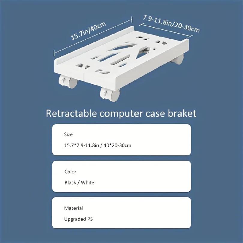 Verstellbarer mobiler PC-Tower-Ständer mit Rädern, CPU-Halter für unter den Schreibtisch, verstellbarer stabiler mobiler Computer-Host-Ständer für das Homeoffice