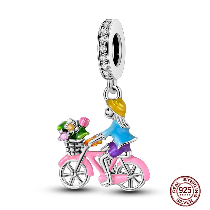 Pink Purple Series Charms Copper Murano Glass Butterfly Animal Paw Print Clasp Charm Beads Fit Original Bracelet Diy Jewelry