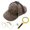 Detektiv Kostüm 100 Tage Schule Alter Mann Opa Kostüm Detektiv Outfits mit Detektivhut Brille Lupe