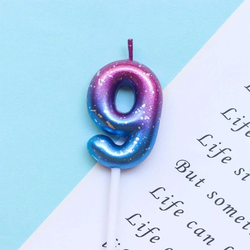 Happy Birthday Cake Decorated Interstellar Digital Colorful Candle Children's Delicate Candy Color 0-9 Number Candle Party Decor