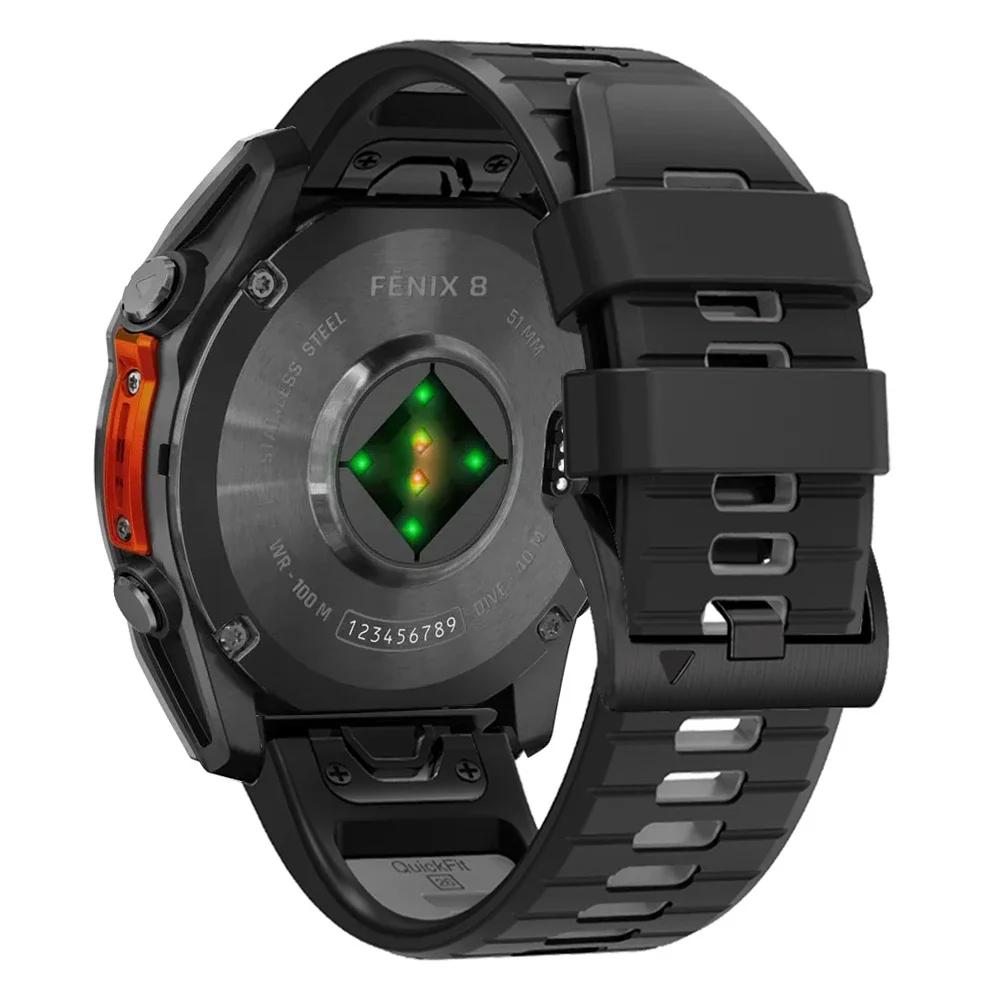 Garmin Fenix 8 E 7X 7 6X Pro 5XPlus Epix Pro Gen 2 47mm 51mm/Enduro 3 Saat Kordonu İçin QuickFit 22mm 26mm Silikon İki Tonlu Kayış