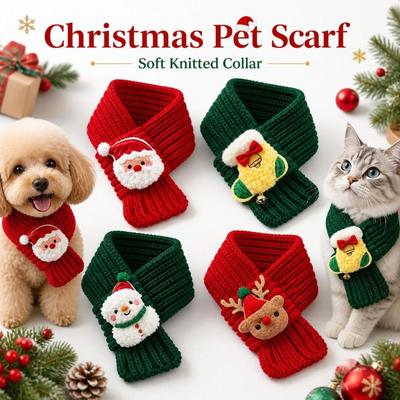 4pcs Comfortable Pet Festive Collar Ultra-Soft Fabric Animal Christmas Scarf  Pet Supplies