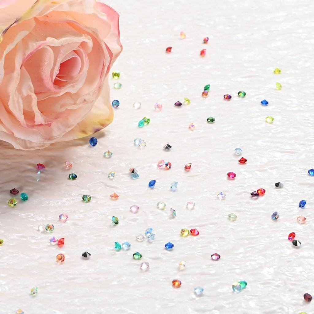 3600-Pack Acrylic Diamonds, 0.12 Inch/3mm Wedding Table Scatter Confetti Crystals for Vase Fillers/Art Craft, Acrylic Diamonds Gems [White AB]