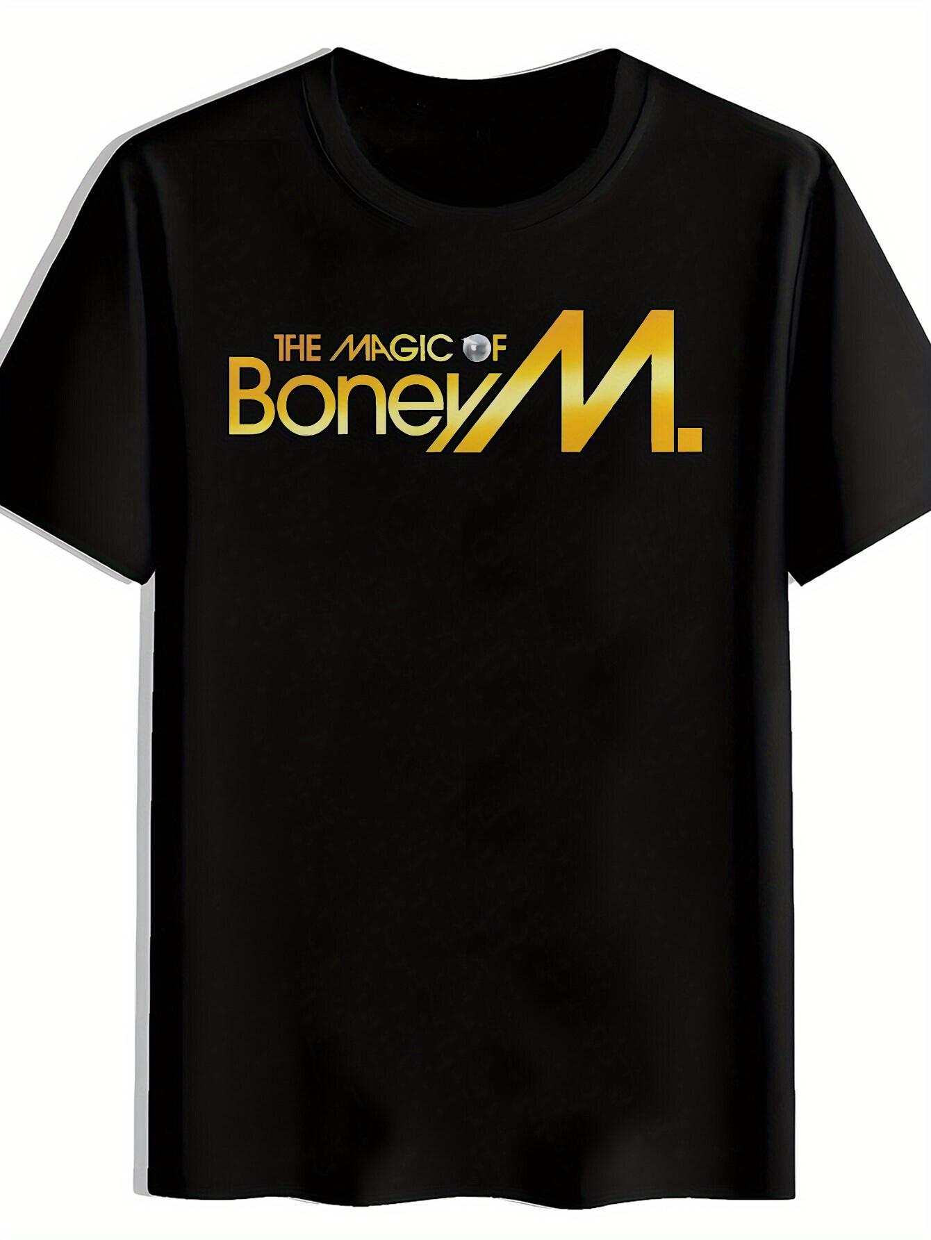 

Vintage Rock Band Graphic T-shirt - Black Short Sleeve Crew Neck Tee with The Magic of Boney M Letter Print L