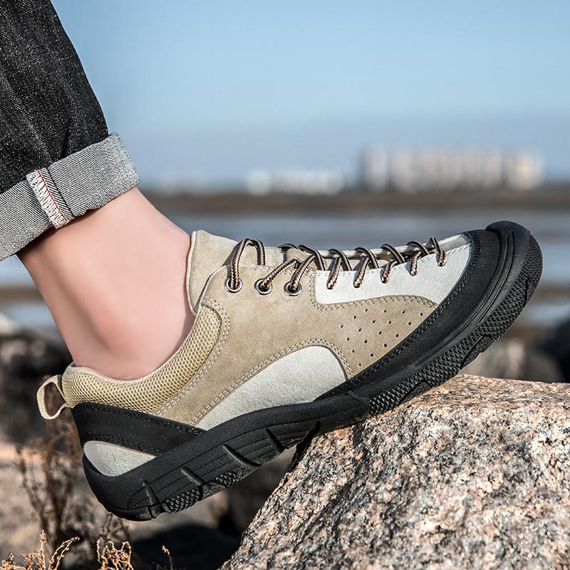 Echtes Leder Herren Wasserdichte Wanderschuhe Leichtgewicht Outdoor Trekking Ganztägiger Komfort