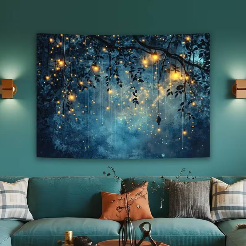 2D Enchanted Forest Fairy Lights Backdrop Photography Background Banner