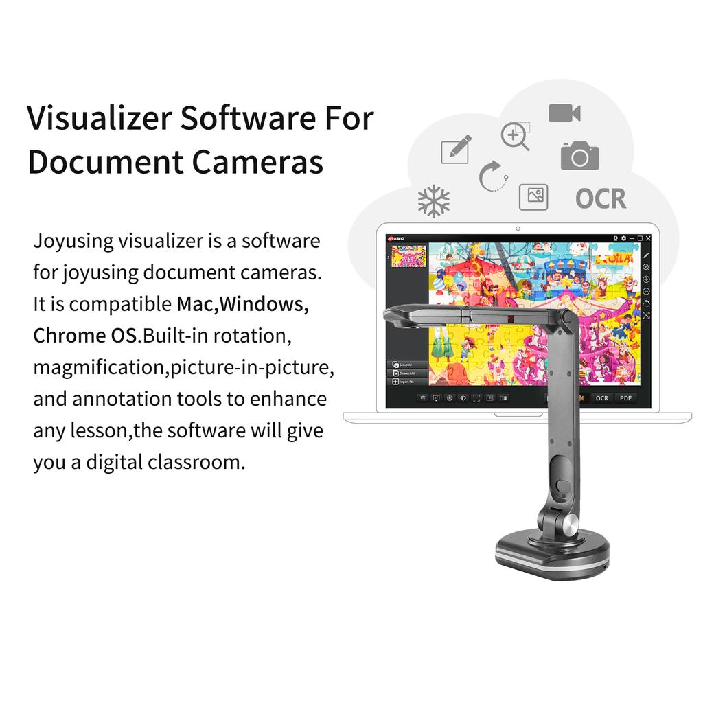 JOYUSING V500S USB 2 in 1 Document Camera & Book Scanner Webcam with Auto Focus 8 Mega pixel High Definition Max.